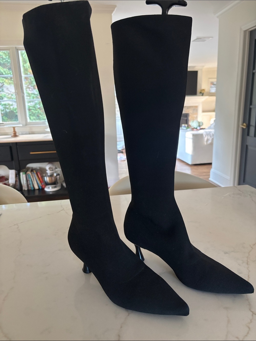 Black Knee-High Heeled Boots — Sleek Women's Dress Boot